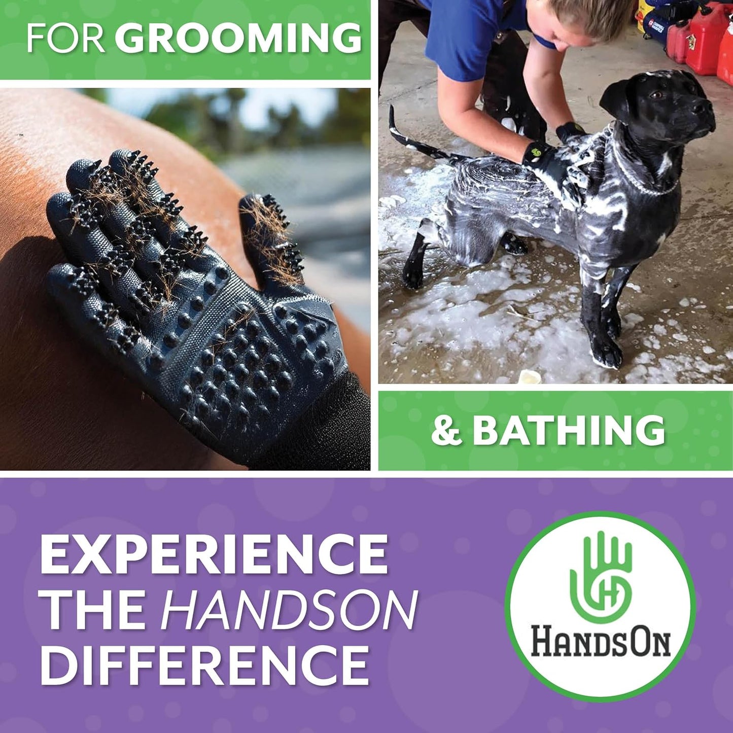 Award-Winning Pet Grooming Gloves - #1 Ranked Shedding & Bathing Remover for Cats, Dogs & Horses (Grey, Large)