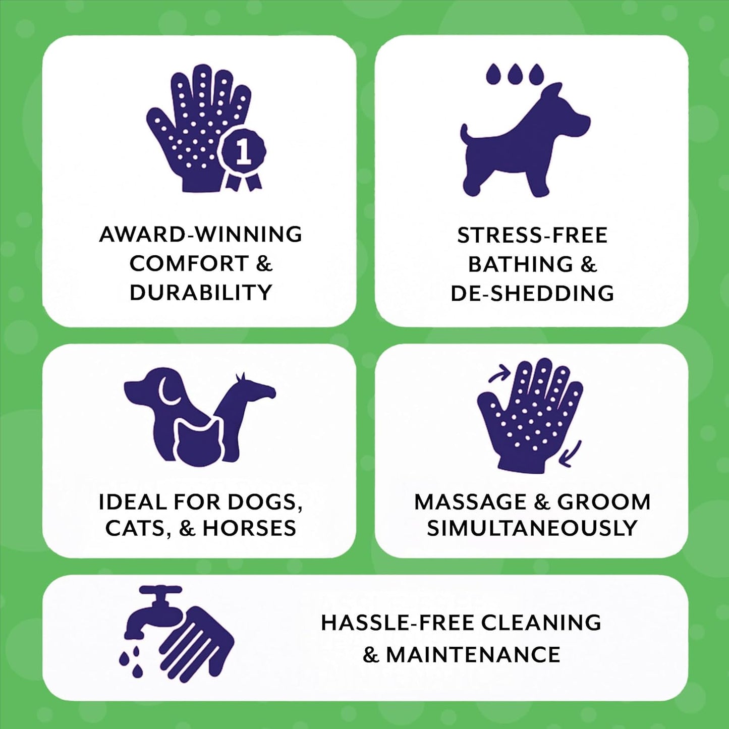 Award-Winning Pet Grooming Gloves - #1 Ranked Shedding & Bathing Remover for Cats, Dogs & Horses (Grey, Large)