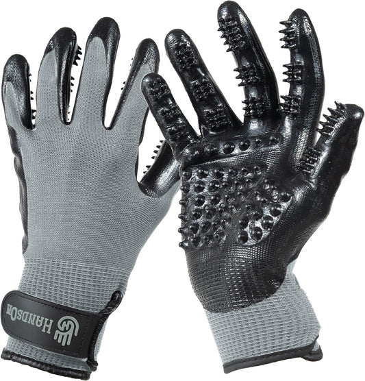 Award-Winning Pet Grooming Gloves - #1 Ranked Shedding & Bathing Remover for Cats, Dogs & Horses (Grey, Large)